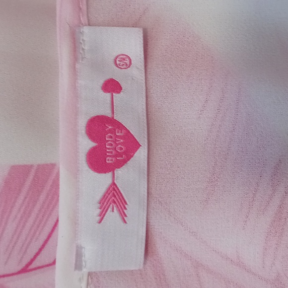 💗Buddy Love💗 - Pink/White Palm Leaf Pixie Cover-Up Dress - Picture 3 of 14